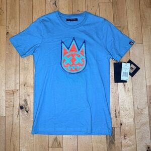 Cult of Individuality Blue Tee with Orange Graphic